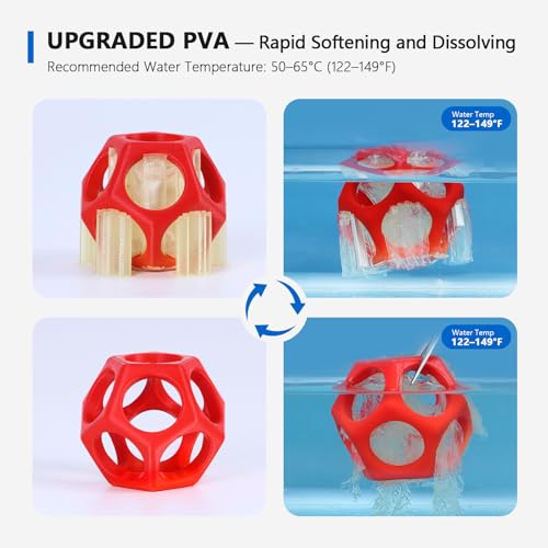Image of PVA Filament 1.75 mm, 3D Printer Filament, Water-Soluble PVA 500 g (1.1 lbs) Used as a Support Material,Translucent Yellow