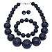 Chunky Pearl Choker Necklace, Large Pearl Statement Necklace, Trending Choker Pearl Wedding Jewelry for Brides, Boho Pearl Jewelry Set (Navy)