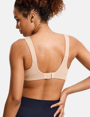 Image of SYROKAN Front Adjustable Sports Bras for Women High Impact | Front Velcro Straps, Wirefree, Double layer Cups, U Back, No Bounce, Running Bra