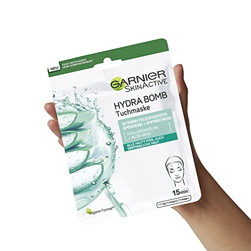 Garnier Cloth Mask, Face Mask for All Skin Types, Refreshing and Moisturising, with Hyaluronic Acid and Aloe Vera, Hydra Bomb, 28 g - Image 5