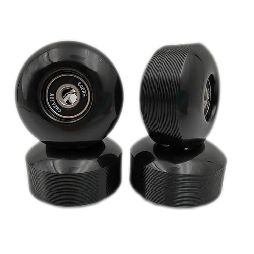 Skateboard Wheels, 52mm 95a, Set of 4 with Bearings (Black)