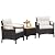 ORALNER 3 Pieces Patio Furniture Set, Outdoor Wicker Conversation Chairs with Soft Cushions, Acacia Coffee Table, Rattan Bistro Set for Balcony Garden Deck Front Porch Poolside (Off White)