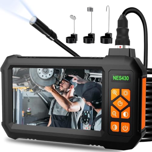 Image of Endoscope Camera with Light, 1920P HD Borescope Inspection Camera with 4.3 inch IPS Screen, IP67 Waterproof with 8 LEDs & 16.4ft Semi-Rigid Snake Camera for Automotive Pipe Tools Gadgets for Men