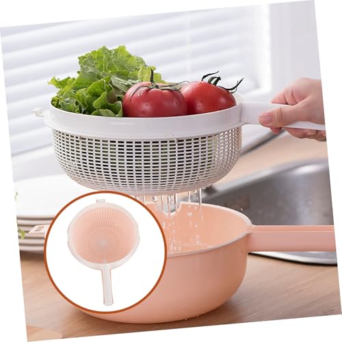 Colador plástico con doble capa y asas para cocina miniatura 3