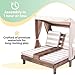 KidKraft Wooden Outdoor Double Chaise Lounge with Cup Holders, Patio Furniture for Kids or Pets, Espresso with Oatmeal and White Striped Fabric