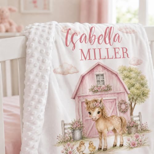 Image of Personalized Baby Blanket for Girls, Custom Nursery Blanket with Name, 30 x 40 Inch Soft Minky Blanket for Baby Toddlers, Newborn Print 14
