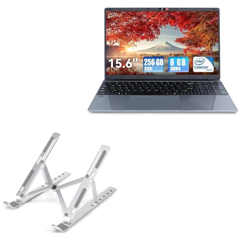 BoxWave Stand and Mount Compatible with Urao LT1504 Laptop (15.6 in) - Compact QuickSwitch Laptop Stand, Portable Multi Angle Viewing Foldable Riser - Metallic Silver