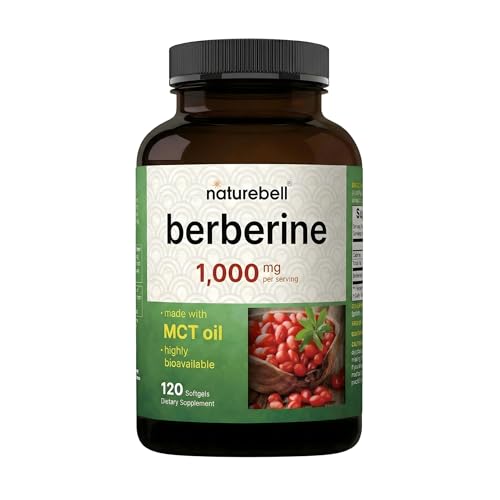 Image of NatureBell Berberine 1,000mg - 120 Softgels - Antioxidant, Alkaloid & Adaptogenic Support* - Made with MCT Oil - Gluten-Free, Dairy-Free, Soy-Free