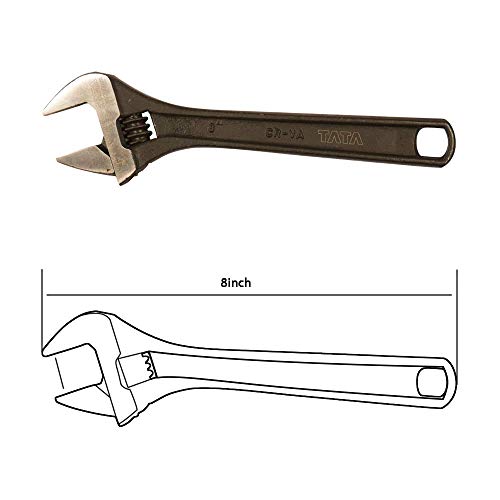 AGRICO TATA Adjustable Wrench 8” | Steel single sided adjustable wrench | Alloy Steel Furnished