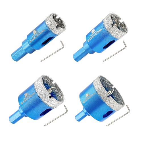 Dry Diamond Core Drill Bit with Pilot Bit - 20 25 35 50mm Diamond Tile Hole Saw with Triangle Shank for Porcelain Tile Ceramic Stone Granite Marble