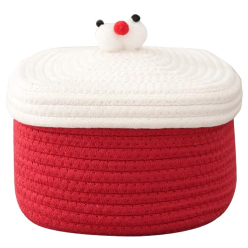 Panier tressé élégant et simple en corde de coton avec couvercle de rangement