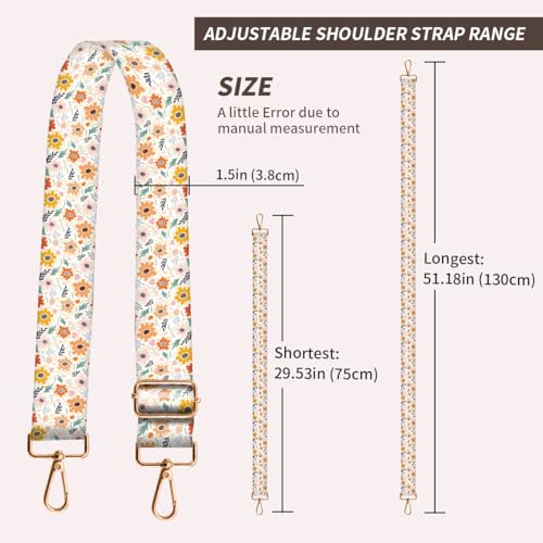 Image of Purse Strap Replacement Crossbody, 3.8cm Wide Shoulder Strap Adjustable Replacement Belt Gold Buckle