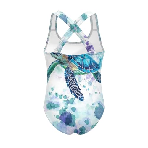 Image of WELLFLYHOM Girls Swimsuit 5-14 Cross Back Swimwear Full Coverage One Piece Bathing Suit Sleeveless Beachwear