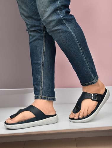 Image of HEALTH FIT Extra Soft Premium Classic Cushion Sliders /with Adjustable Buckle Strap & Light Weight Anti-SkidWaterproof Luxurious Slippers for Men's HF121