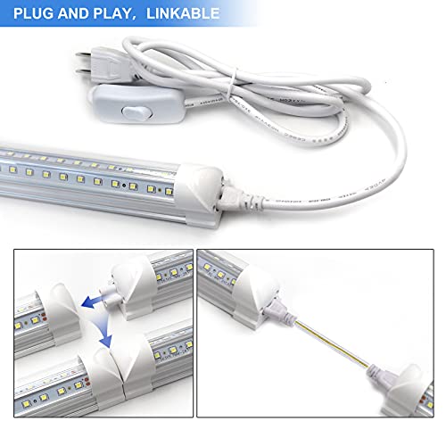 Image of Phiwicsh 4FT T8 LED Shop Lights 10 Pack, 40W 5400LM 6500K, V Shape High Output Clear Cover, Plug and Play, Linkable, for Garage, Warehouse, Basement