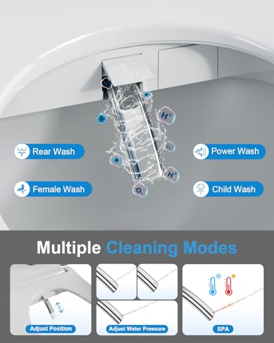 Image of TOTTE Auto Open /Close Lid Bidet Toilet Seat Round, Smart Toilet Seat with Instant Warm Water Heated Bidet Seat & Warm Air Dryer, Multiple Wash Methods, Remote Control, ECO Mode