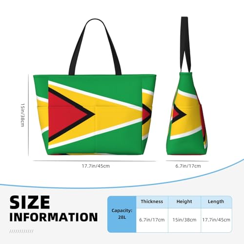 Multi-pocket large capacityFlag of Guyana printed beach travel bag can be carried by hand or on the shoulder4
