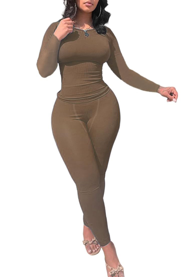 vyolu Lounge Wear Ribbed Casual 2 Piece Tracksuit Set Women Solid Skinny Short Sleeve O-Neck Top+Mid Waist Elastic Leggings