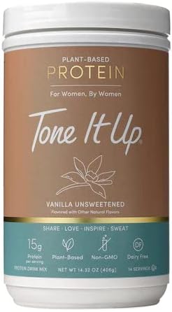 Tone It Up Proteína a base de plantas en polvo I sin lácteos sin gluten Kosher proteína de guisante y chía sin OMG y leche de avena I para mujeres