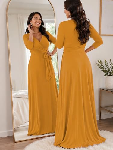 Image of PinkPatty Plus Size Maxi Dress for Women 3 /4 Sleeve Casual Long Dress