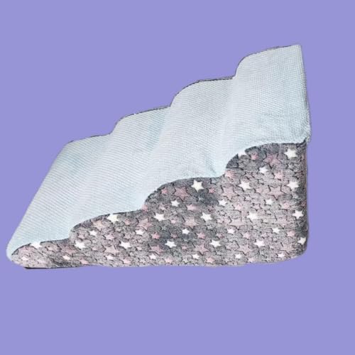 ペット用階段、犬用ステップ、犬用ランプ、高密度、滑り止め、安定性、取り外し可能なカバー、洗える、小型犬に適しています (72*40*40-2,青と黒の星)