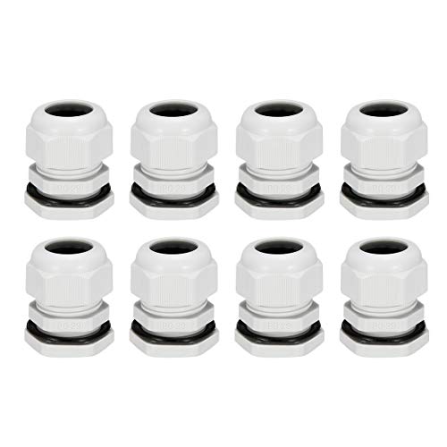 Guirnalda de cable PG29 pasacables estanco blanco y conectores de plástico ajustables 8uds