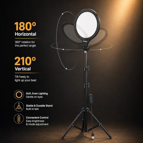 Image of Futopia 10-Inch LED Ring Light with Tripod Stand | 3 Color Modes (Warm, Cold & Mixed) | Dimmable 10W USB Powered Fill Light for YouTube, Live Streaming, Photoshoot & Video Recording