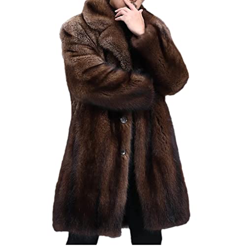 Image of Lisa Colly Mens Faux Fur Coat Jacket Winter Overcoat | Men's Faux Fur Long Jacket, Long Sleeve, Fluffy Warm, Winter Parka Coat
