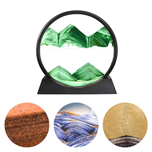 Lrxinki Vloeiend zandschilderij, 7 in rond glazen zandframe beweegbaar zandbeeld vloeiend zand, vloeiend zandschilderij… - Image 4