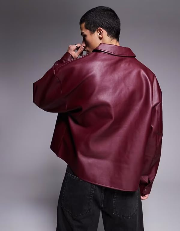 Image of Women's Maroon Faux Leather Jacket | Stylish Zip-Up Biker Jacket for Women | Casual Winter Motorcycle Coat | Long Sleeve PU Leather Fashion Outerwear with Collar for Daily Wear (S - XXL)