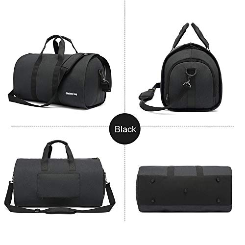 Carry on Garment Bags 55L Travel Suit bag for Men Women Duffel Bag with Shoes Bag Wedding Dress Garment Bags for Travel/Business/Gym(Black)