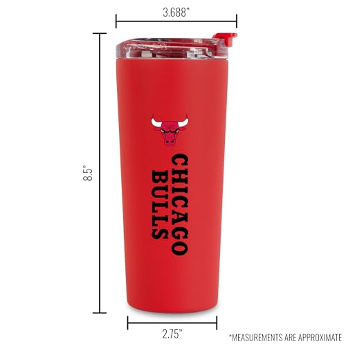 Image of Rico Industries NBA Basketball Chicago Bulls Red 24oz Stainless Steel Tumbler with Lid and Dual Functioning Lid