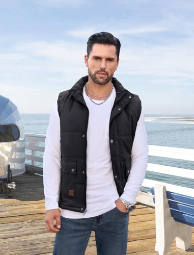 MAGCOMSEN Men's Winter Vest Outerwear Fleece Lined Outdoor Vest Warm Sleeveless Jacket3