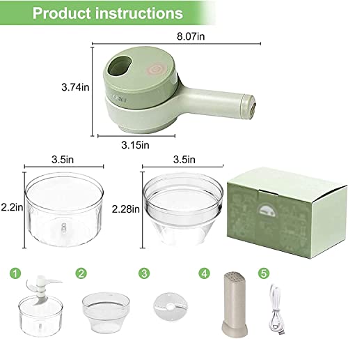 Vegetable Chopper,Electric Vegetable Cutter Set,4 In 1 Vegetable Chopper Handheld Electric Vegetable Cutter Set, Wireless Chopper Vegetable Cutter Food Processor For Garlic Pepper Chili Onion Celery Ginger Meat #TOP5