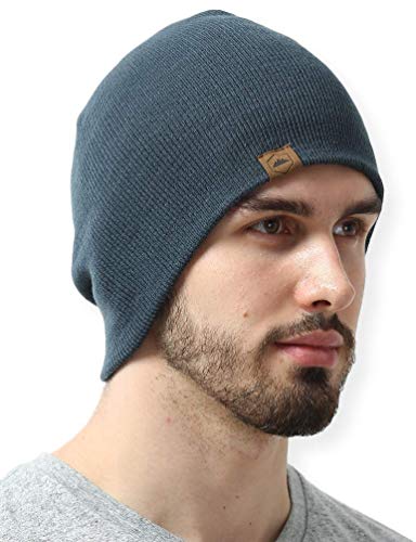 Knit Beanie Winter Hats for Men and Women - Toboggan Cap for Cold Weather - Warm, Soft & Stretchy Daily Ribbed Acrylic Stocking Hat - Lightweight & Stylish Ski, Skate & Snow Caps Dark Gray