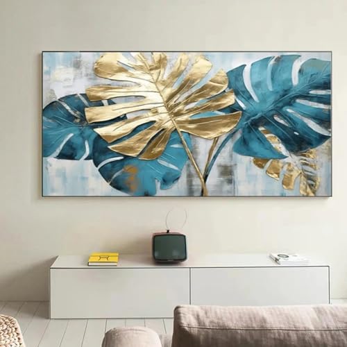Impression murale feuille de Monstera sur toile décoration salon 40x80cm - 2