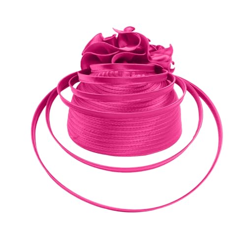 Chapeau années 1920 avec ruban et coiffe florale rose rouge en taille unique