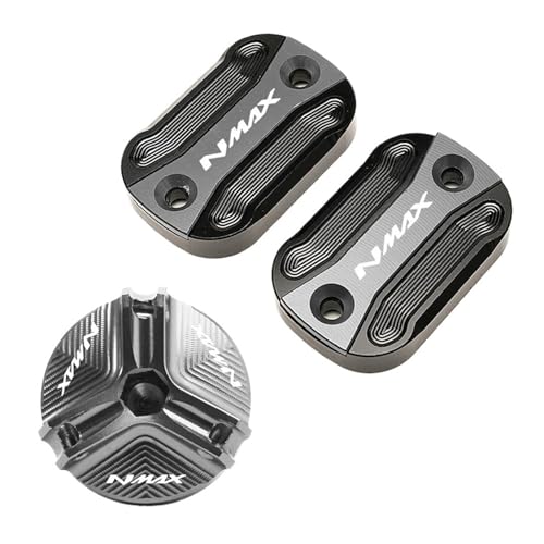 NMAX 155 125 2015-2025 NMAX 125 TECH MAX オートバイ用フロントブレーキフルードリザーバーカバー エンジンオイルフィラーキャップに対応(1Set-Grey)