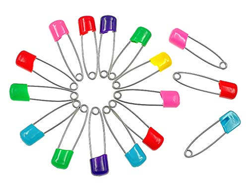 Kinteshun Baby Safety Pins,Kid Secure Clips Diaper Bib Nappy Pin with Safe Lock(50pcs,1.6 inches,7 Assorted Candy Colors)