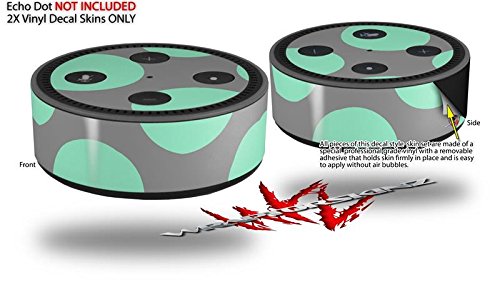 Skin Wrap Decal Set 2 Pack for Amazon Echo Dot 2 - Kearas Polka Dots Mint and Gray (2nd Generation ONLY - Echo NOT Included)