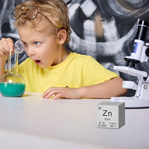 Tungsten Cube Metal Density Cubes Pure Metal High Density Element Cube for Element Collections Lab Experiment Material Hobbies Heavy Small Objects Experience (Zinc, 1 Inch)