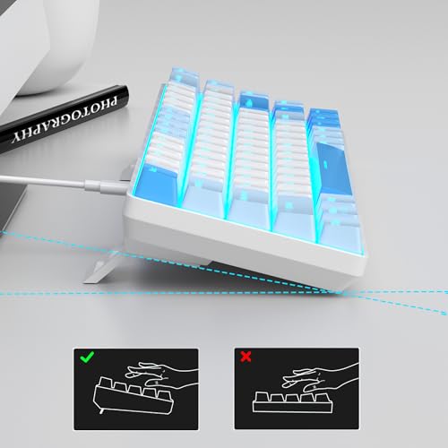 Image of MageGee Portable 60% Mechanical Gaming Keyboard, MK-Box LED Backlit Compact 68 Keys Mini Wired Office Keyboard with Red Switch for Windows Laptop PC Mac - Sky Blue