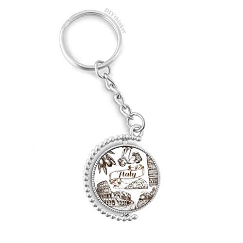 Anillo Pilgrim para viajeros con cadena giratoria de paisajes de Italia