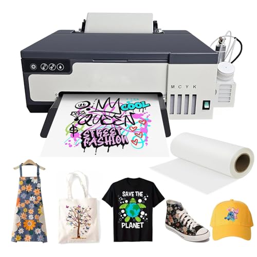 Image of A3 DTF Printer with Roll Feeder, XP600 Printhead 5760x1440DPI, DTF Transfer Printer Machine with Built-in White Ink Stirrer & Auto Cleaning, for T-Shirt Textile Printing (A3 Printer)