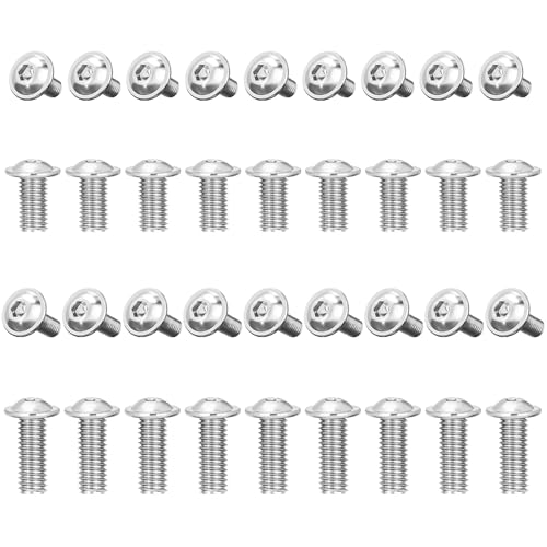 Gentpovth Tornillos de cabeza alomada M6 de acero inoxidable,Tornillos de cabeza alomada con hexágono interior y brida,Ferretería Sujetadores Máquina Tornillos,tornillos de Acero Inoxidable 304