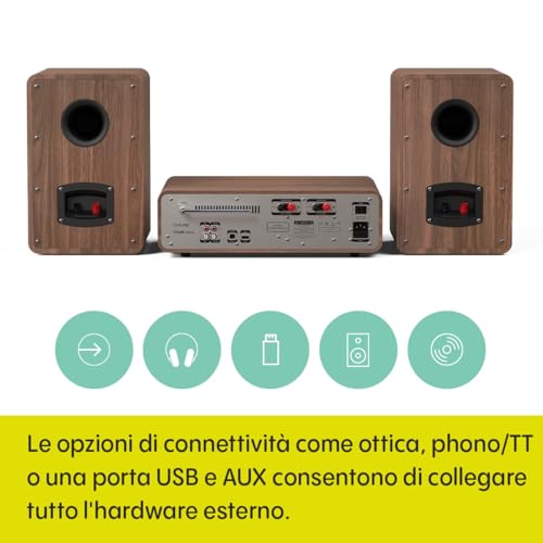 Pure Micro HiFi Classic Stereo Microsistema audio per la casa 50 W Nero, Noce