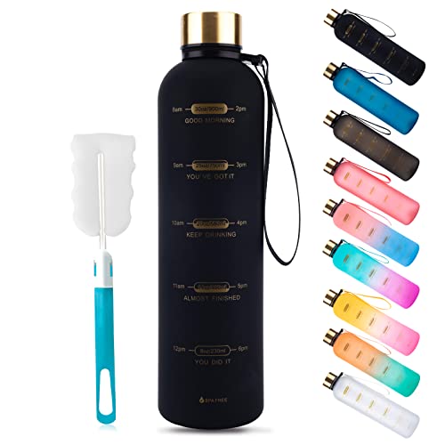 GEEKHAVE 1L Trinkflasche, BPA Frei Wasserflasche, Sportflasche aus Tritan, Auslaufsichere Water Bottle mit Motivierender Zeit