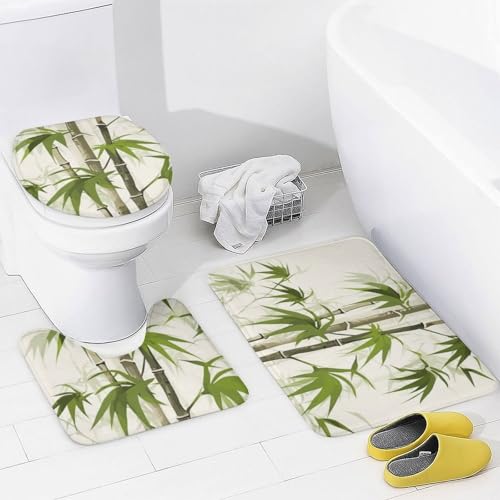Tapis de douche antidérapant et rideau imperméable ensemble de bain 4 pièces