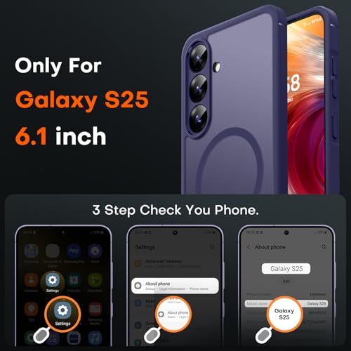 Image of TOCOL Magnetic for Samsung Galaxy S25 Case, Upgraded Full Camera Protection, Compatible with Magsafe, Drop Protection Slime Clear Back Cover for Samsung Galaxy S25 6.2-Inch (Midnight Purple)