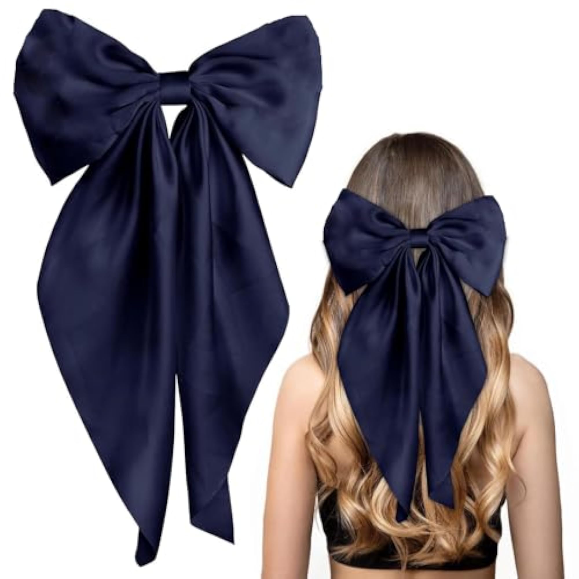 2pc Satin Bows Claw Clips for Women & Girls, Trendy